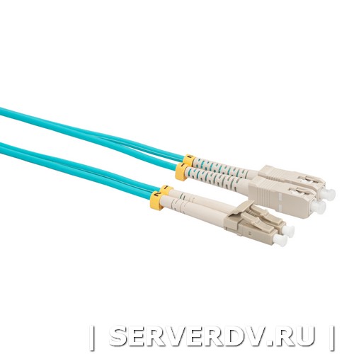 Шнур оптический коммутационный (патч-корд), LC-SC, дуплекс (duplex), OM3, нг(А)-HF, бирюзовый (аква), 0,5 м (DR-220160), Datarex