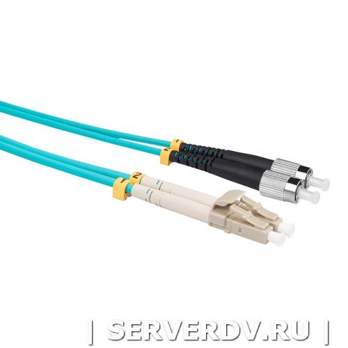 Шнур оптический коммутационный (патч-корд), LC-FC, дуплекс (duplex), OM3, нг(А)-HF, бирюзовый (аква), 0,5 м (DR-220260), Datarex
