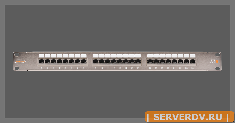 Коммутационная панель NIKOMAX 19", 1U, 24 порта, Кат.6 (Класс E), 250МГц, RJ45/8P8C, 110/KRONE, T568A/B, полный экран, с органайзером, металлик - гара