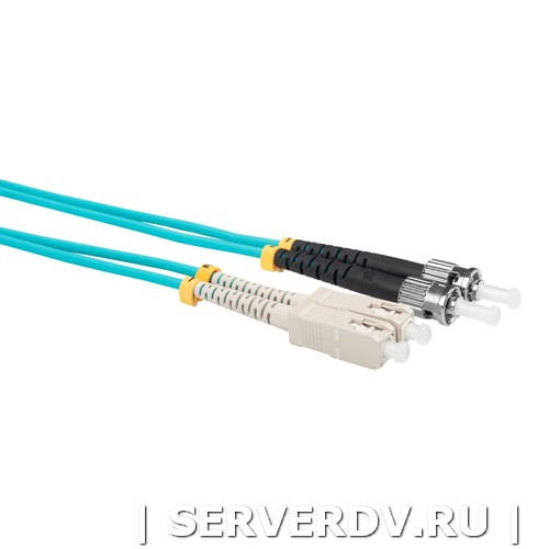 Шнур оптический коммутационный (патч-корд), SC-ST, дуплекс (duplex), OM3, нг(А)-HF, бирюзовый (аква), 0,5 м (DR-221360), Datarex