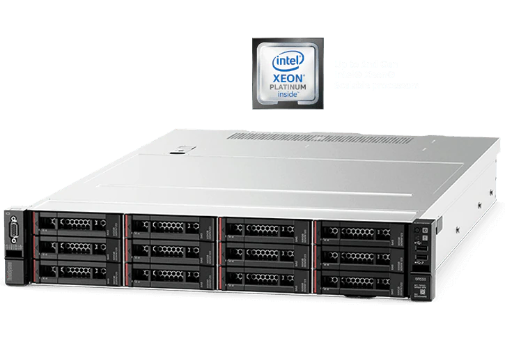 Сервер Lenovo SR550 Xeon Bronze 3206R (8C 1.9GHz 11MB Cache/85W) 16GB 2933MHz (1x16GB, 2Rx8 RDIMM), O/B 3.5" HS (8), 9350-8i, 1x750W, XCC Enterprise, 