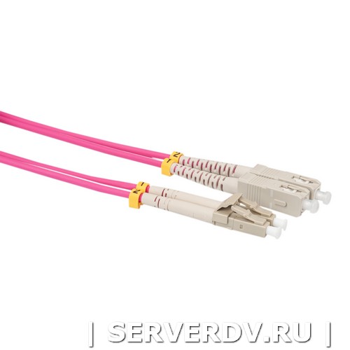 Шнур оптический коммутационный (патч-корд), LC-SC, дуплекс (duplex), OM4, нг(А)-HF, маджента, 0,5 м (DR-220170), Datarex