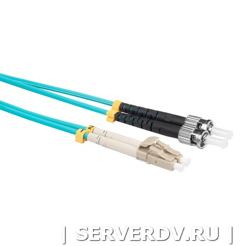 Шнур оптический коммутационный (патч-корд), LC-ST, дуплекс (duplex), OM3, нг(А)-HF, бирюзовый (аква), 0,5 м (DR-220360), Datarex