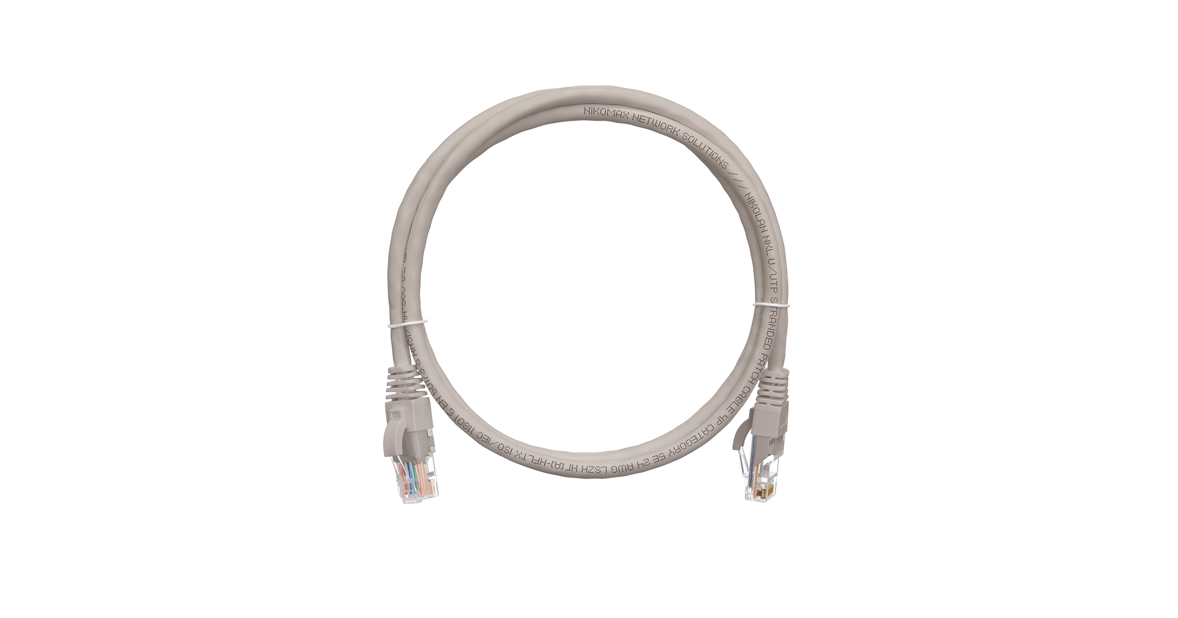Коммутационный шнур NIKOMAX U/UTP 4 пары, Кат.5е (Класс D), 100МГц, 2хRJ45/8P8C, T568B, заливной, с защитой защелки, многожильный, BC (чистая медь), 2
