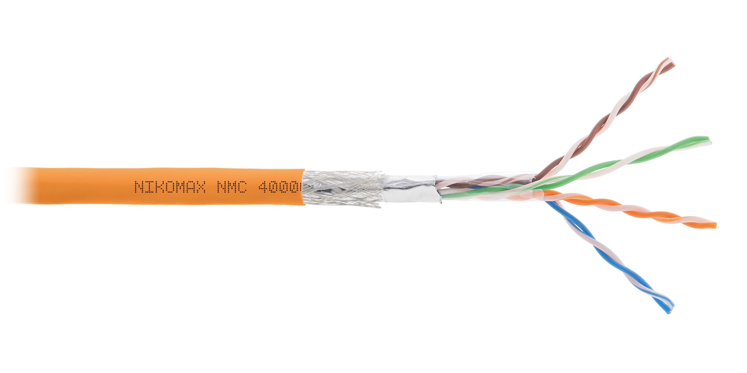 Кабель NIKOMAX SF/UTP 4 пары, Кат.5e (Класс D), тест по ISO/IEC, 100МГц, одножильный, BC (чистая медь), 24AWG (0,51мм), полимерный материал нг(А)-HF, внутренний, оранжевый, 305м - гарантия: 5 лет / 15 лет системная