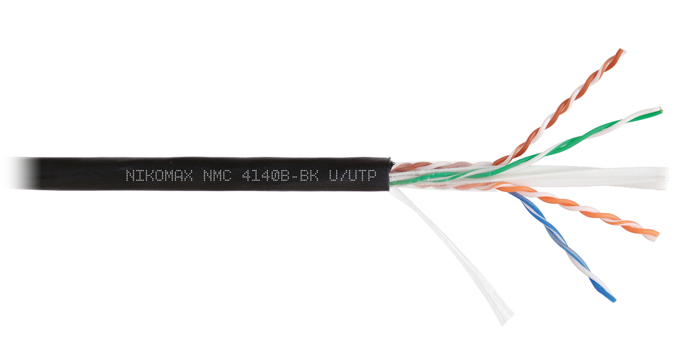 Кабель NIKOMAX U/UTP 4 пары, Кат.6 (Класс E), тест по ISO/IEC, 250МГц, одножильный, BC (чистая медь), 23AWG (0,55мм), полиэтилен, внешний, черный, 305м - гарантия: 3 года