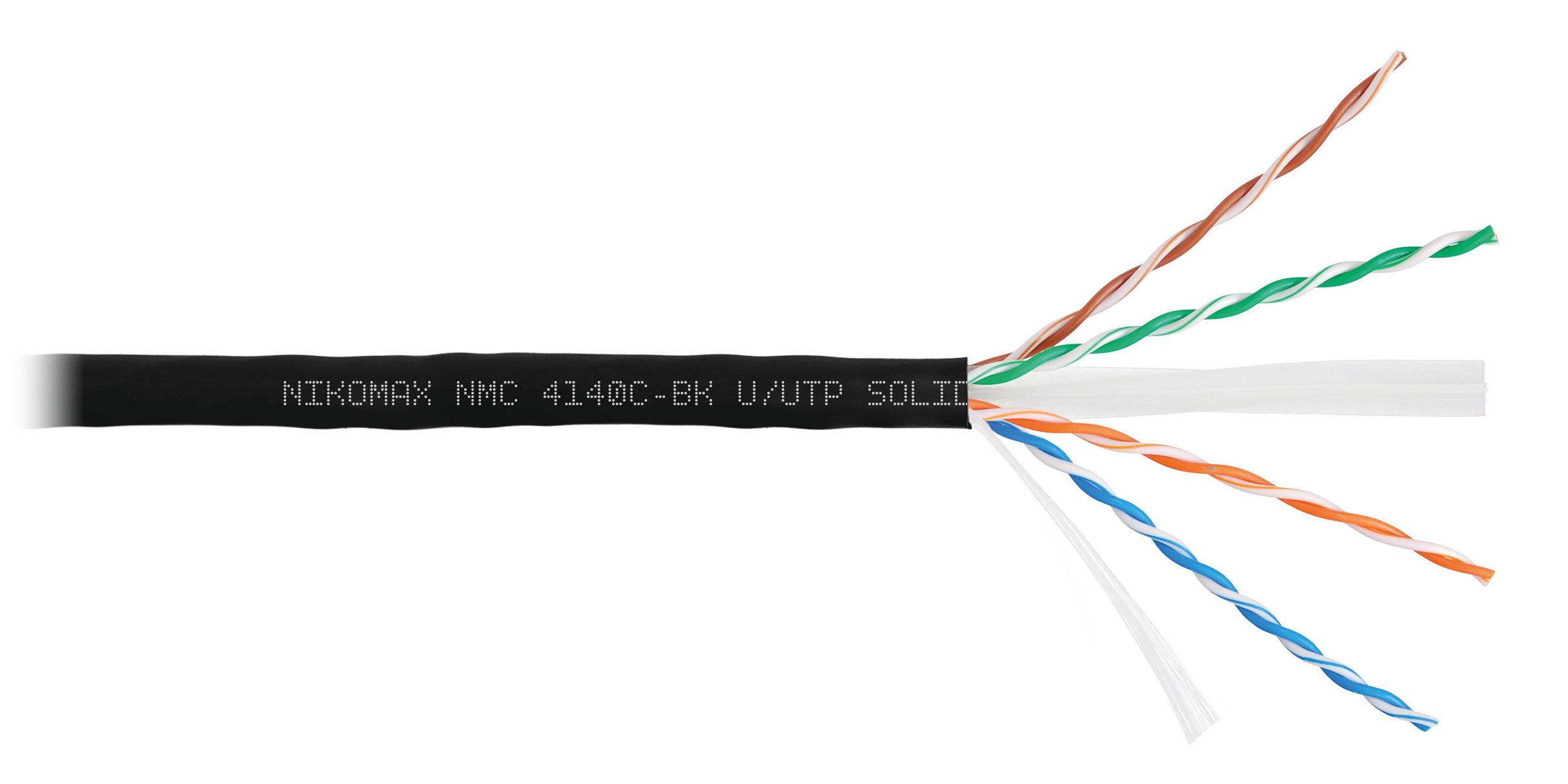 Кабель NIKOMAX U/UTP 4 пары, Кат.6 (Класс E), тест по ISO/IEC, 250МГц, одножильный, BC (чистая медь), 23AWG (0,55мм), полимерный материал нг(А)-HF, внутренний/внешний, черный, 305м - гарантия: 5 лет / 15 лет системная