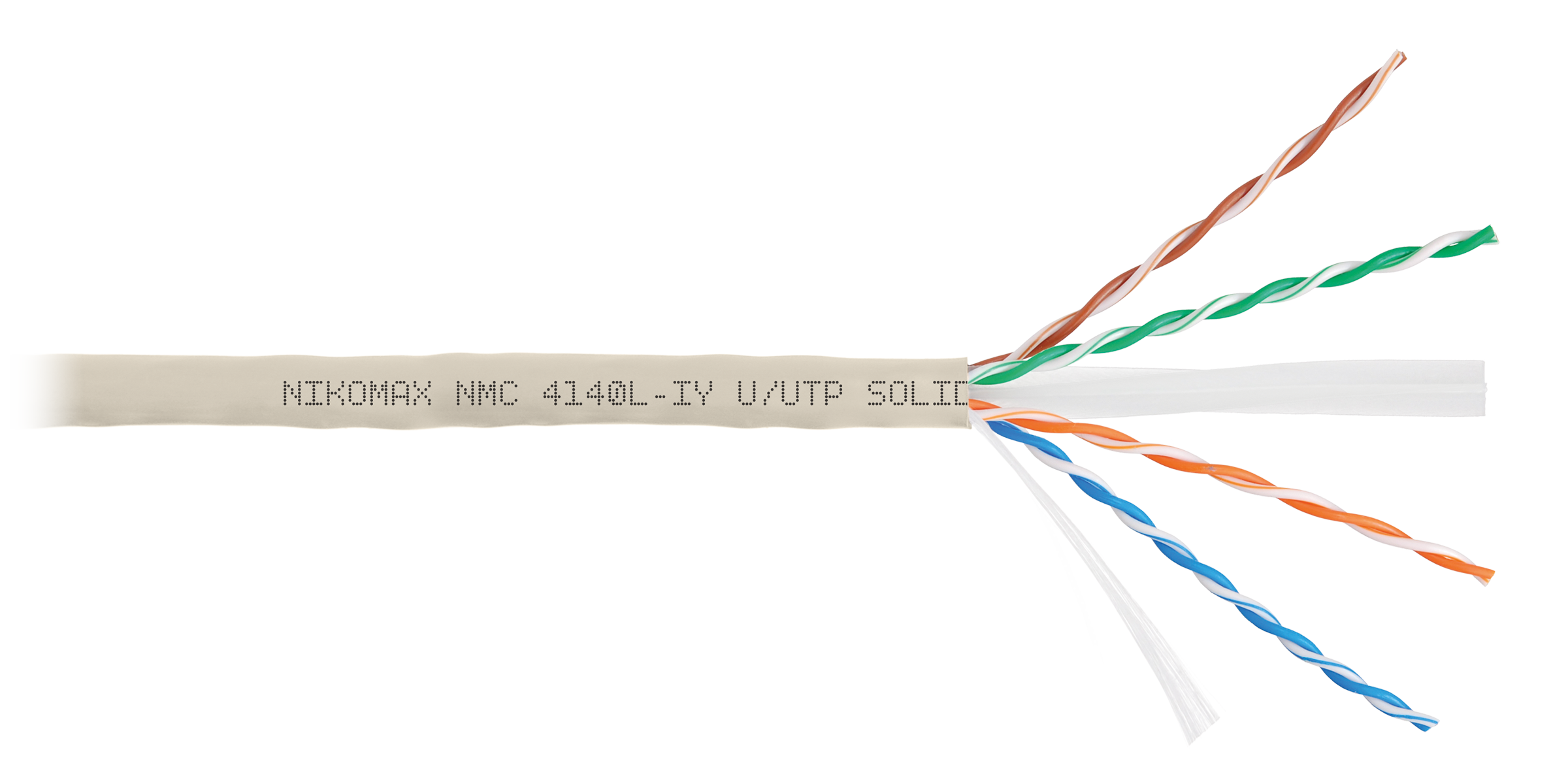 Кабель NIKOMAX U/UTP 4 пары, Кат.6 (Класс E), тест по ISO/IEC, 250МГц, одножильный, BC (чистая медь), 23AWG (0,55мм), полимерный материал нг(А)-LSLTx, внутренний, светло-серый, 305м - гарантия: 5 лет / 15 лет системная
