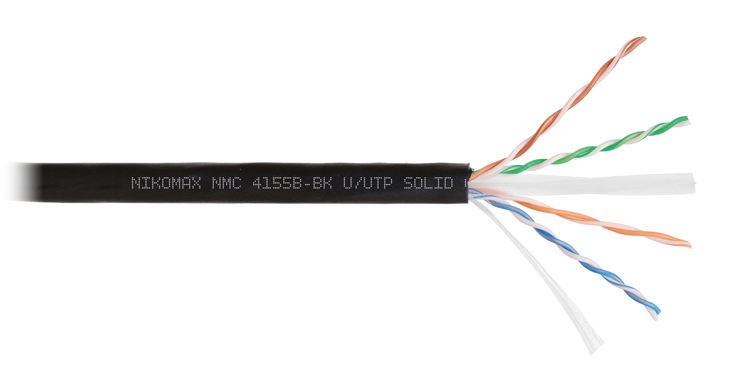 Кабель NIKOMAX U/UTP 4 пары, Кат.6a (Класс Ea), тест по ISO/IEC, 500МГц, одножильный, BC (чистая медь), 23AWG (0,57мм), полиэтилен, внешний, черный, 500м - гарантия: 3 года