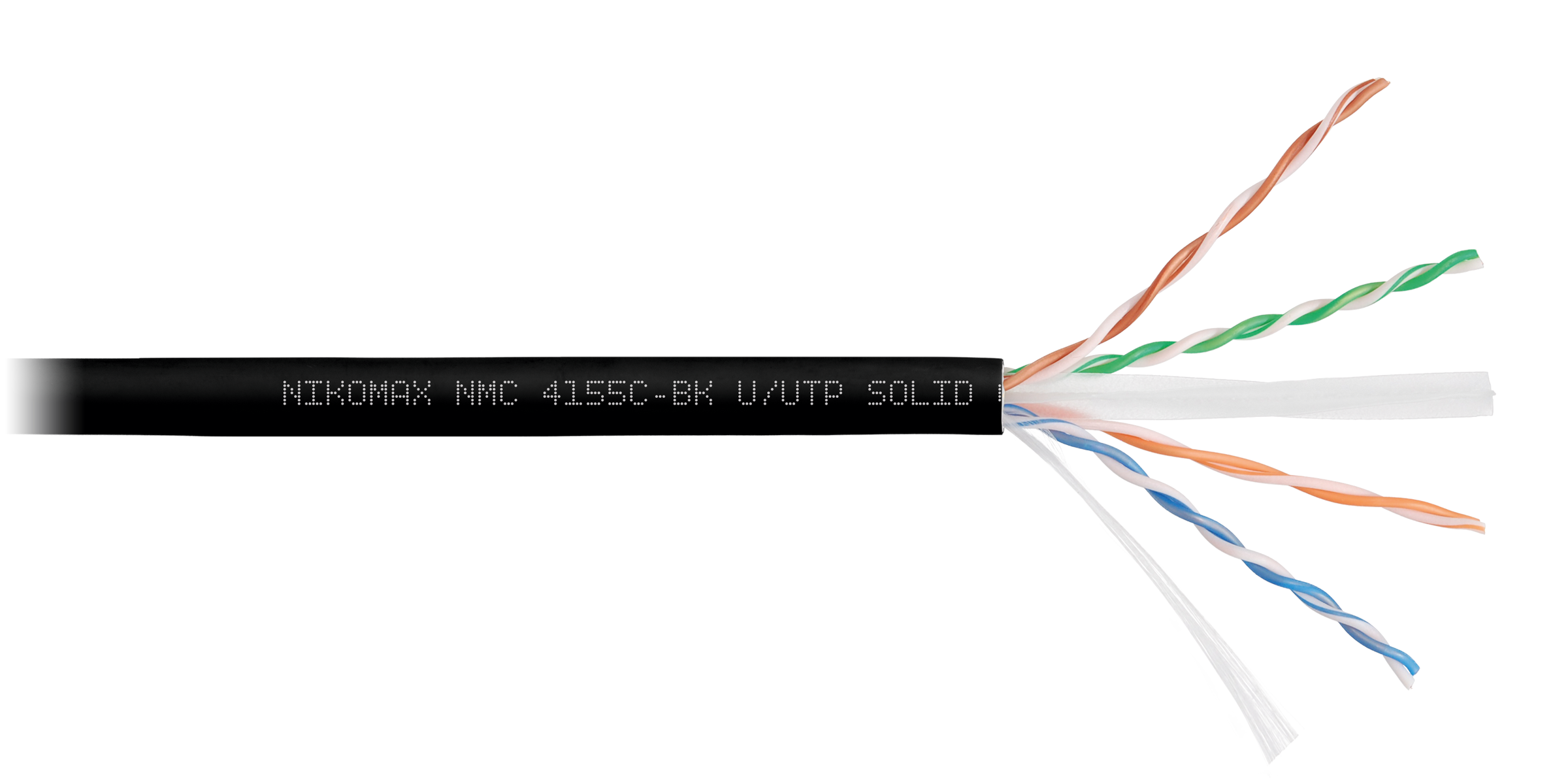 Кабель NIKOMAX U/UTP 4 пары, Кат.6a (Класс Ea), тест по ISO/IEC, 500МГц, одножильный, BC (чистая медь), 23AWG (0,57мм), полимерный материал нг(А)-HF, внутренний/внешний, черный, 305м - гарантия: 5 лет / 15 лет системная