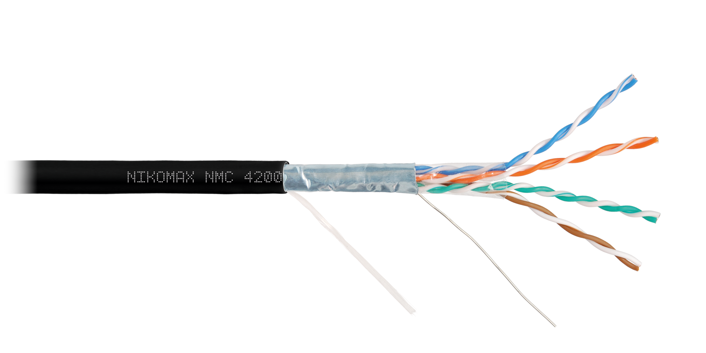 Кабель NIKOMAX F/UTP 4 пары, Кат.5e (Класс D), тест по ISO/IEC, 100МГц, одножильный, BC (чистая медь), 24AWG (0,51мм), полимерный материал нг(А)-HF, внутренний/внешний, черный, 305м - гарантия: 5 лет / 15 лет системная