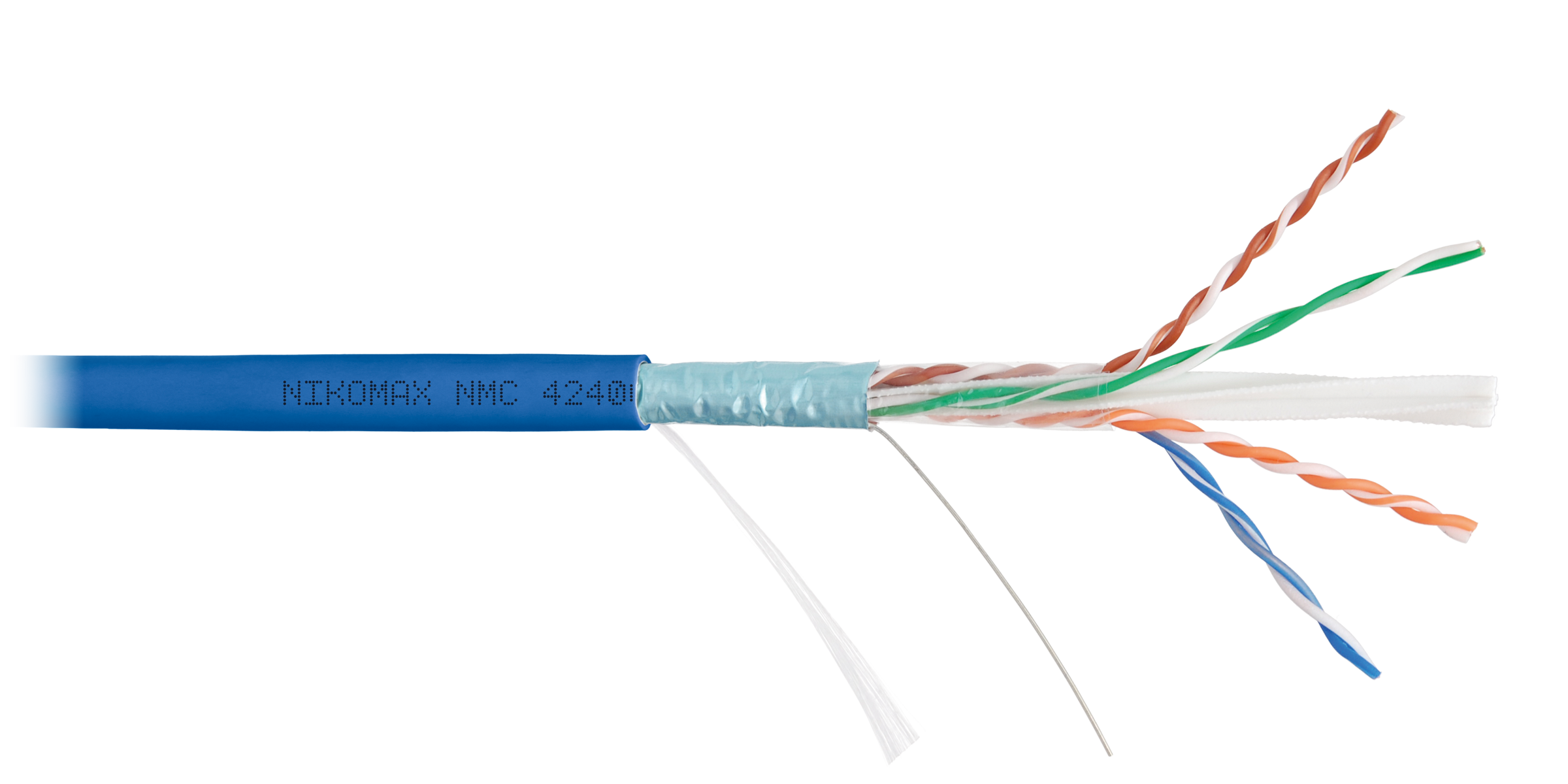 Кабель NIKOMAX F/UTP 4 пары, Кат.6 (Класс E), тест по ISO/IEC, 250МГц, одножильный, BC (чистая медь), 23AWG (0,55мм), полимерный материал нг(А)-HF, внутренний, белый, 305м - гарантия: 5 лет / 15 лет системная