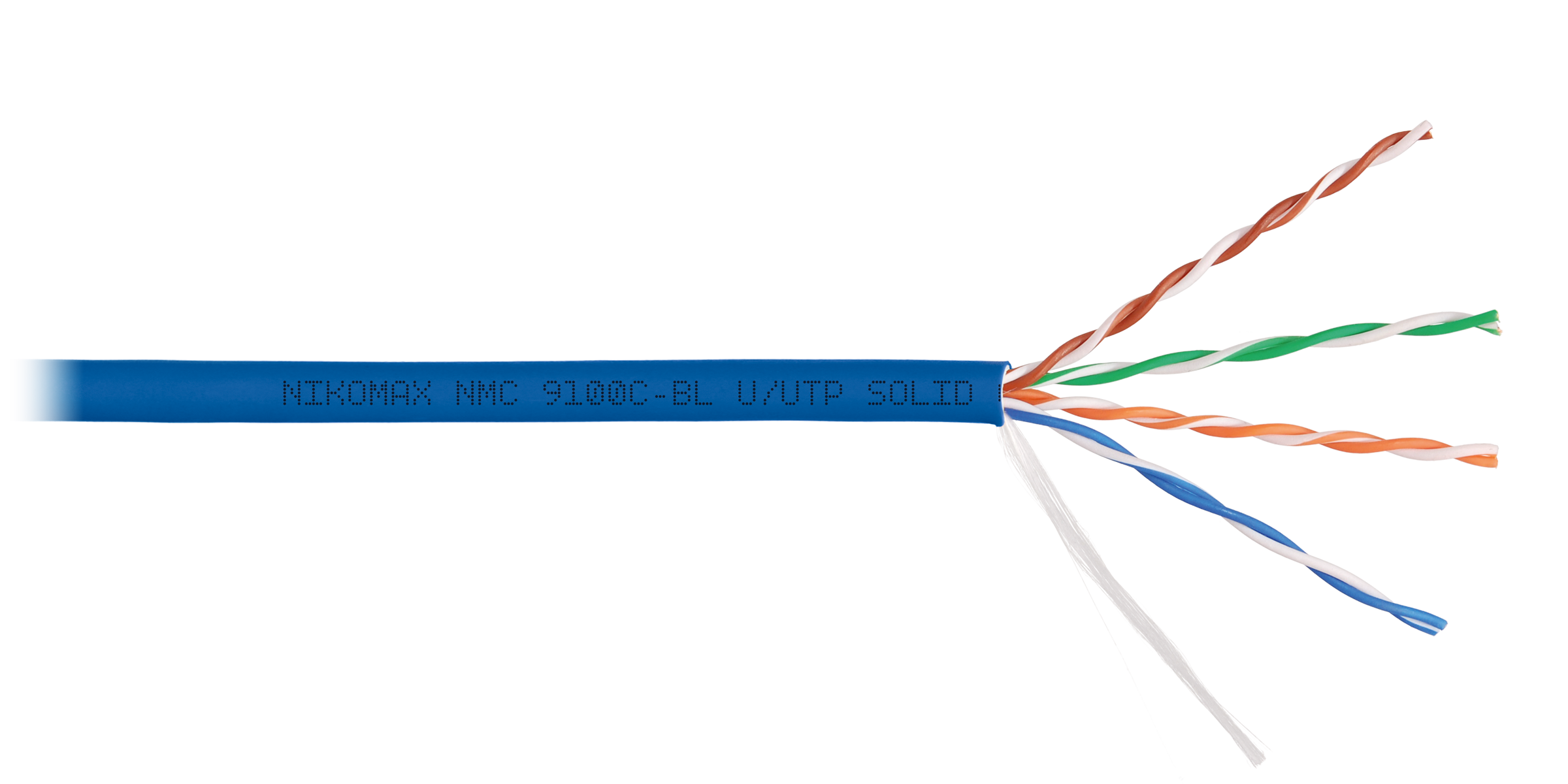Кабель NIKOMAX U/UTP 4 пары, Кат.5e (Класс D), тест по ISO/IEC, 100МГц, одножильный, BC (чистая медь), 24AWG (0,52мм), полимерный материал нг(А)-HF, внутренний, фиолетовый, 305м - гарантия: 15 лет / 25 лет системная