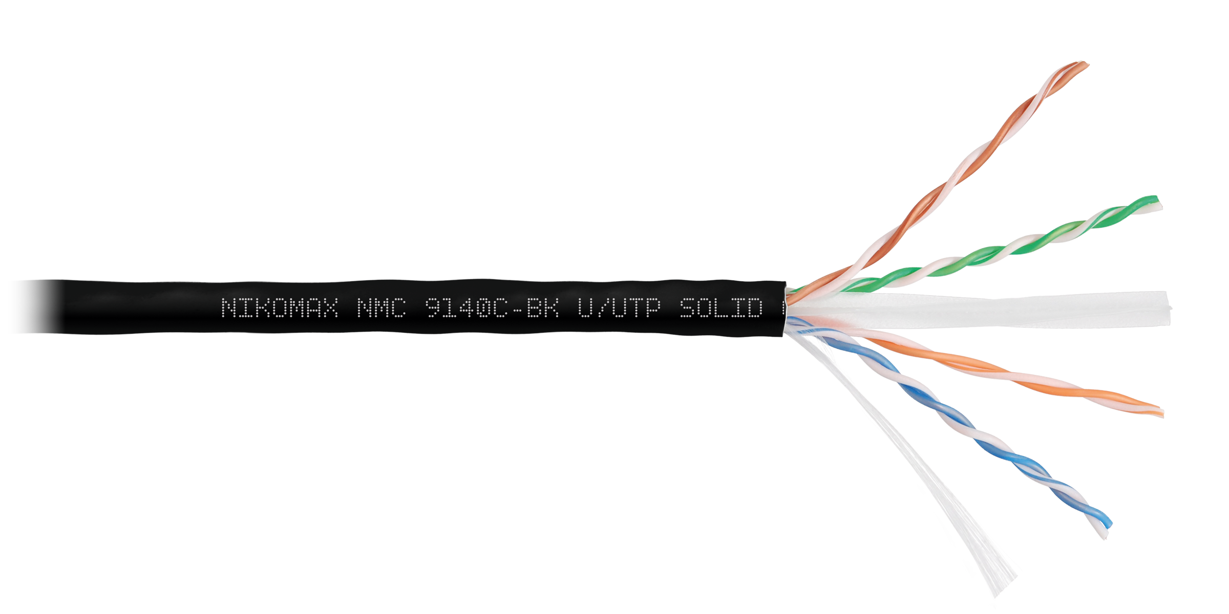 Кабель NIKOMAX U/UTP 4 пары, Кат.6 (Класс E), тест по ISO/IEC, 250МГц, одножильный, BC (чистая медь), 23AWG (0,57мм), полимерный материал нг(А)-HF, внутренний/внешний, черный, 305м - гарантия: 15 лет / 25 лет системная