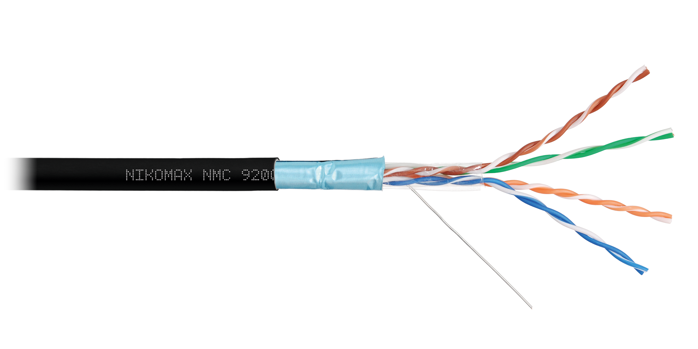 Кабель NIKOMAX F/UTP 4 пары, Кат.5e (Класс D), тест по ISO/IEC, 100МГц, одножильный, BC (чистая медь), 24AWG (0,52мм), полимерный материал нг(А)-HF, внутренний/внешний, черный, 305м - гарантия: 15 лет / 25 лет системная