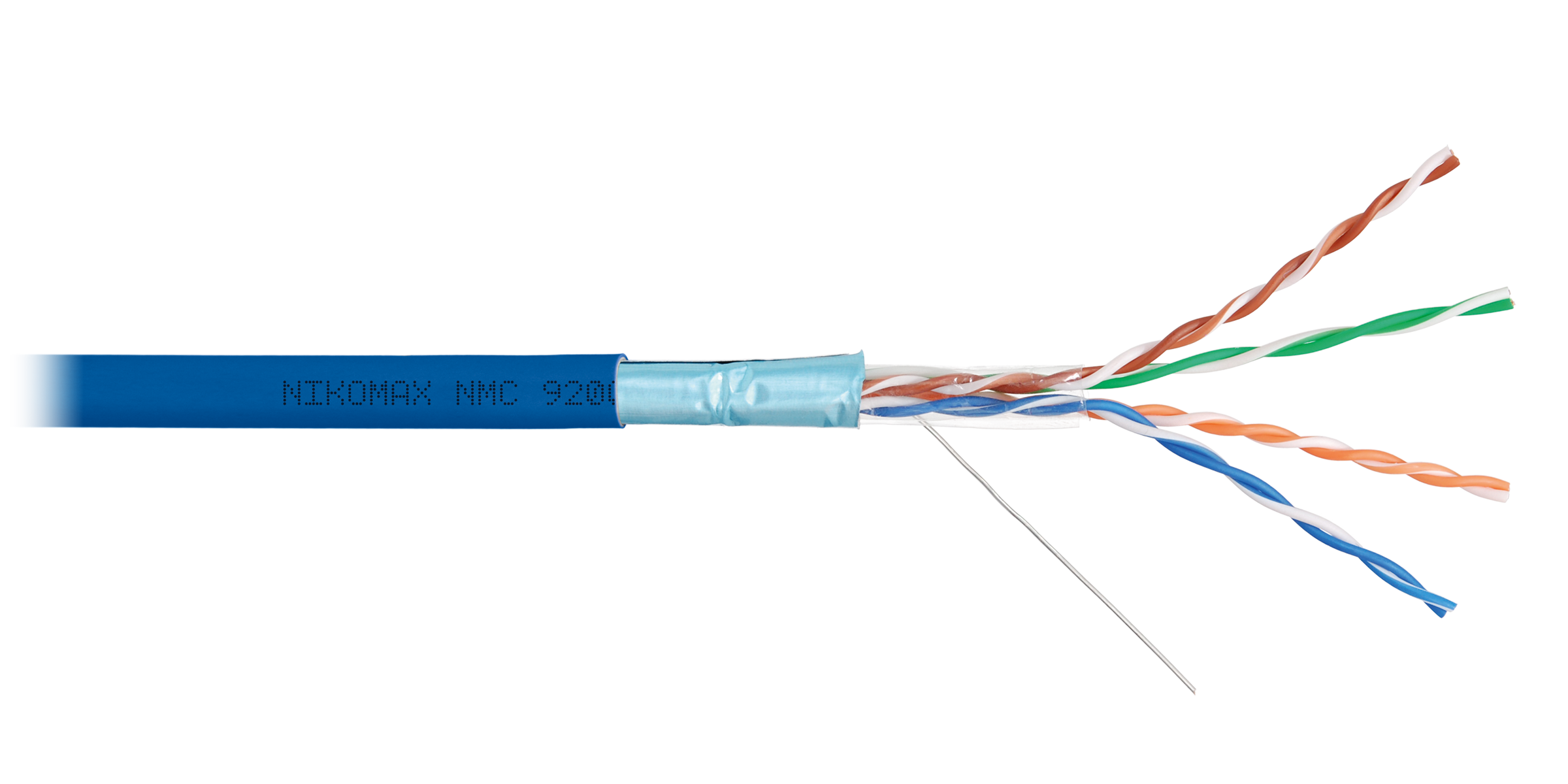 Кабель NIKOMAX F/UTP 4 пары, Кат.5e (Класс D), тест по ISO/IEC, 100МГц, одножильный, BC (чистая медь), 24AWG (0,52мм), полимерный материал нг(А)-HF, внутренний, синий, 305м - гарантия: 15 лет / 25 лет системная
