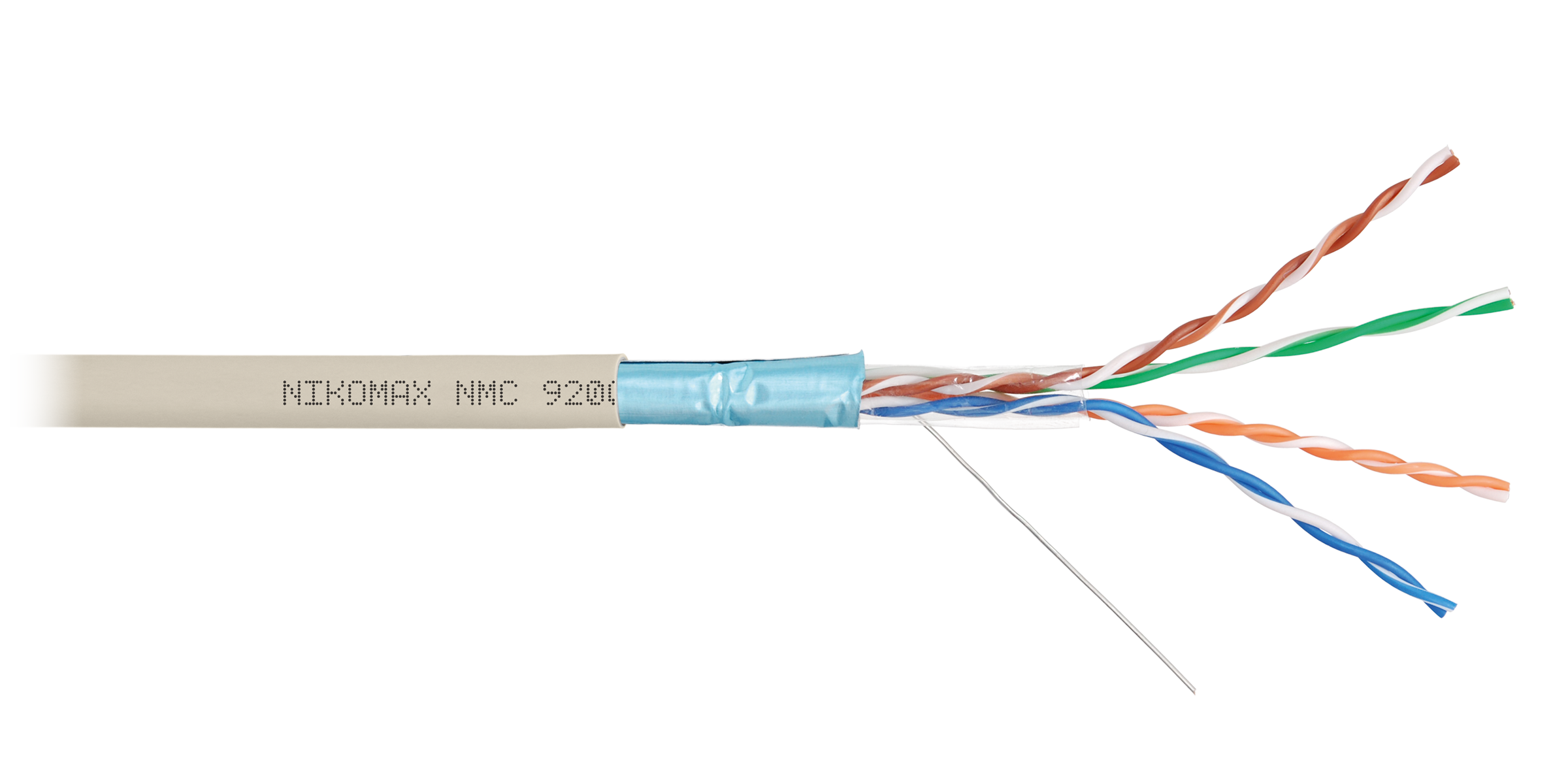 Кабель NIKOMAX F/UTP 4 пары, Кат.5e (Класс D), тест по ISO/IEC, 100МГц, одножильный, BC (чистая медь), 24AWG (0,52мм), полимерный материал нг(А)-LSLTx, внутренний, светло-серый, 305м - гарантия: 15 лет / 25 лет системная
