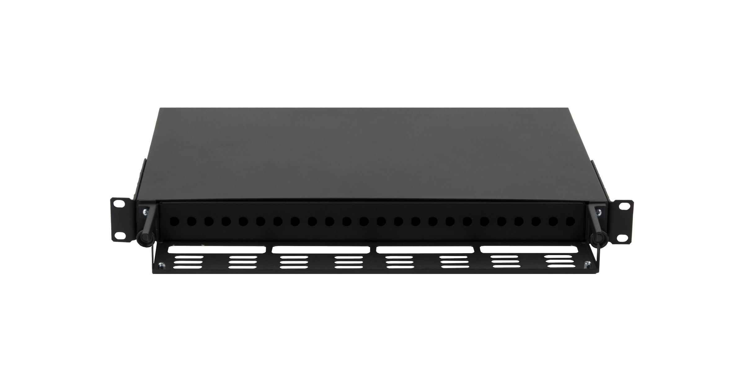 Оптический кросс NIKOMAX 19" Premium Line, 1U, до 24 FC порта или 24 ST порта, выдвижной, со съёмной полкой, черный