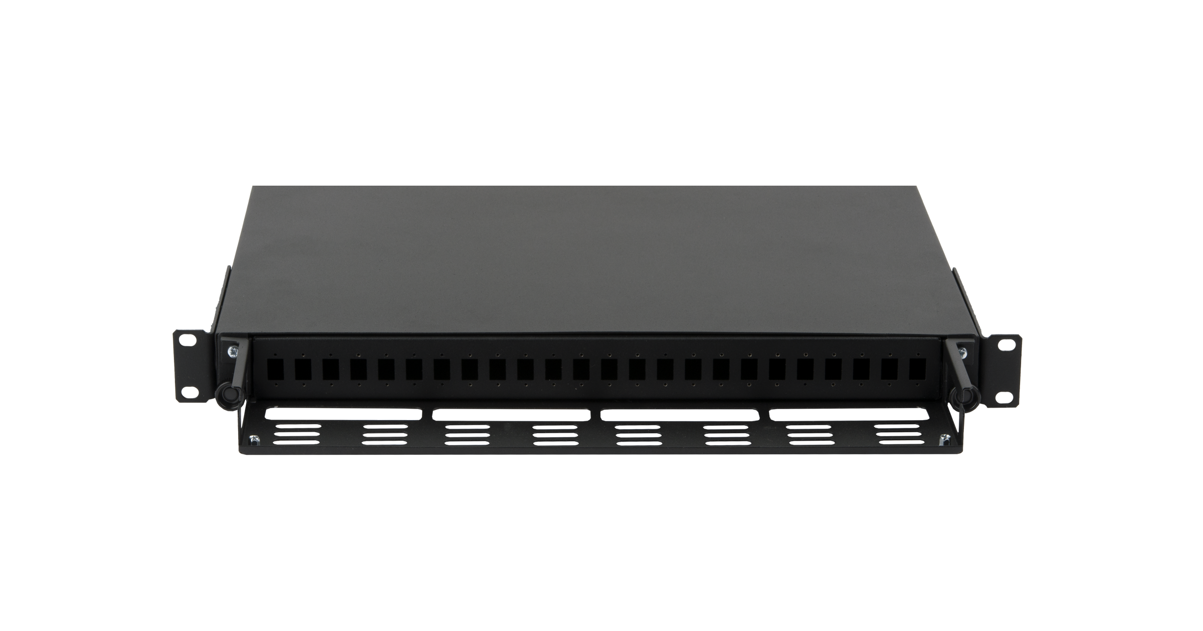 Оптический кросс NIKOMAX 19" Premium Line, 1U, до 24 SC портов или 48 LC портов, выдвижной, со съёмной полкой, черный