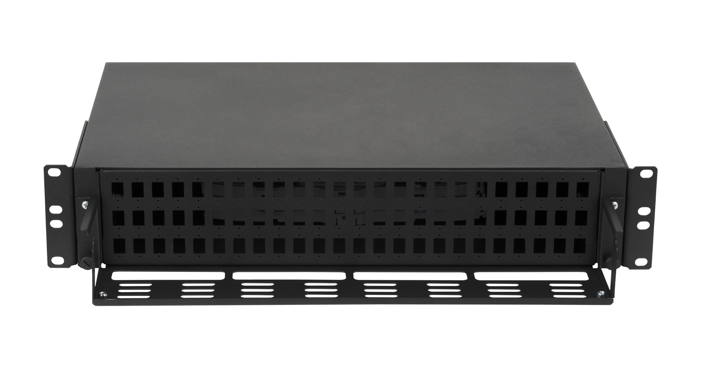 Оптический кросс NIKOMAX 19" Premium Line, 2U, до 72 SC портов или 144 LC портов, выдвижной, со съёмной полкой, черный